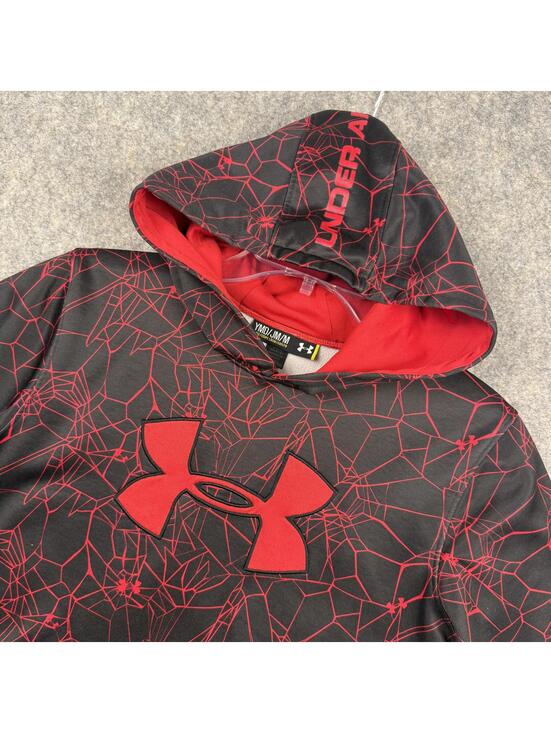 Under Armour Other - Under armour Youth Loose Hoodie Black Red Spider Web Size Medium YMD 785